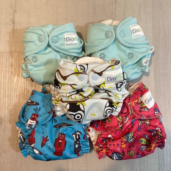 5 new born Grovia Diapers, adjustable with removable inserts. - Picture 1 of 1